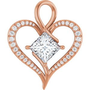 10K Rose Gold 7.5x7.5 mm Square Pendant Mounting