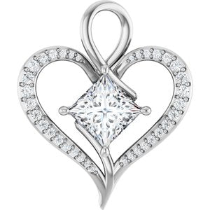 18K White Gold 7.5x7.5 mm Square Pendant Mounting