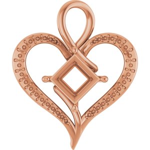 10K Rose Gold 7.5x7.5 mm Square Pendant Mounting – image 2