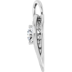 Platinum 4.1 mm Round 1/8 CTW Natural Diamond Semi-Set Pendant – image 5