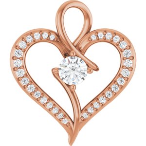14K Rose Gold 4.1 mm Round 1/8 CTW Natural Diamond Semi-Set Pendant