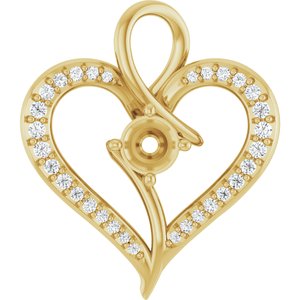 14K Yellow Gold 4.1 mm Round 1/6 CTW Lab-Grown Diamond Semi-Set Pendant – image 2