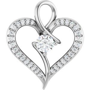 14K White Gold 4.1 mm Round 1/6 CTW Lab-Grown Diamond Semi-Set Pendant