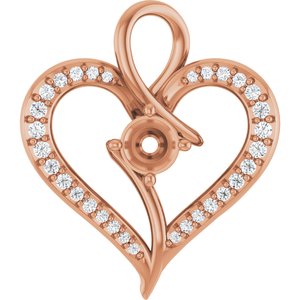 14K Rose Gold 4.1 mm Round 1/6 CTW Lab-Grown Diamond Semi-Set Pendant – image 2