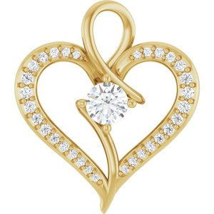 14K Yellow Gold 4.1 mm Round 1/8 CTW Natural Diamond Semi-Set Pendant