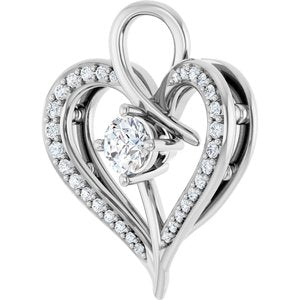 Sterling Silver 4.1 mm Round 1/8 CTW Natural Diamond Semi-Set Pendant – image 3