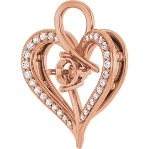 14K Rose Gold 4.1 mm Round 1/6 CTW Lab-Grown Diamond Semi-Set Pendant – image 4