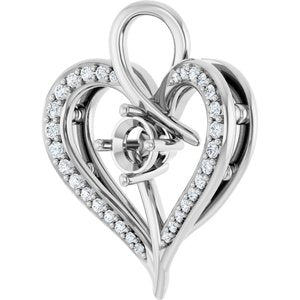 14K White Gold 4.1 mm Round 1/6 CTW Lab-Grown Diamond Semi-Set Pendant – image 4