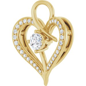 14K Yellow Gold 4.1 mm Round 1/6 CTW Lab-Grown Diamond Semi-Set Pendant – image 3