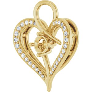 14K Yellow Gold 4.1 mm Round 1/8 CTW Natural Diamond Semi-Set Pendant – image 4