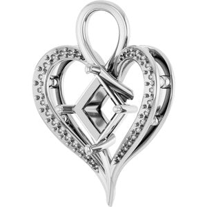 10K White Gold 7.5x7.5 mm Square Pendant Mounting – image 4