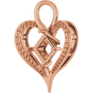 14K Rose Gold 7.5x7.5 mm Square Pendant Mounting – image 4