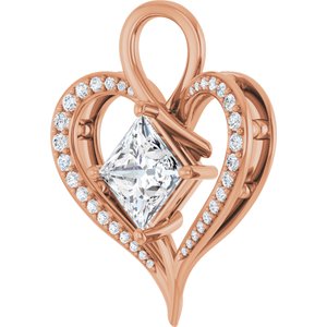 18K Rose Gold 7.5x7.5 mm Square Pendant Mounting – image 3