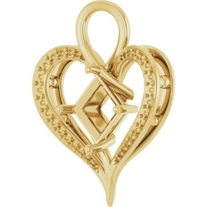 14K Yellow Gold 7.5x7.5 mm Square Pendant Mounting – image 4