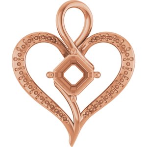 10K Rose Gold 7x7 mm Asscher Pendant Mounting – image 2