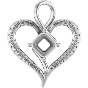 14K White Gold 7x7 mm Asscher Pendant Mounting – image 2