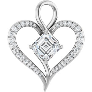 10K White Gold 7x7 mm Asscher Pendant Mounting