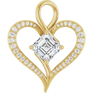 18K Yellow Gold 7x7 mm Asscher Pendant Mounting