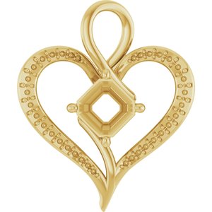 18K Yellow Gold 7x7 mm Asscher Pendant Mounting – image 2