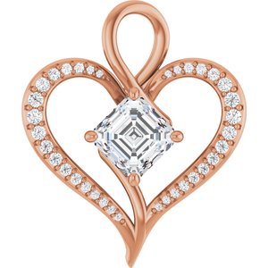 10K Rose Gold 7x7 mm Asscher Pendant Mounting