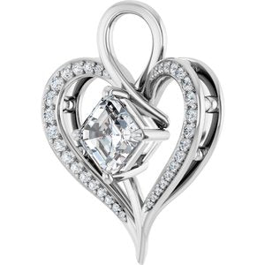 Platinum 7x7 mm Asscher Pendant Mounting – image 3