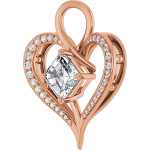 14K Rose Gold 7x7 mm Asscher Pendant Mounting – image 3