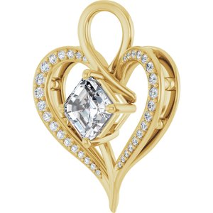 14K Yellow Gold 7x7 mm Asscher Pendant Mounting – image 3