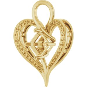 10K Yellow Gold 7x7 mm Asscher Pendant Mounting – image 4