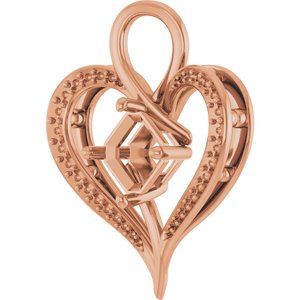 14K Rose Gold 7x7 mm Asscher Pendant Mounting – image 4