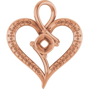18K Rose Gold 5x5 mm Cushion Pendant Mounting – image 2