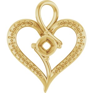 18K Yellow Gold 5x5 mm Cushion Pendant Mounting – image 2