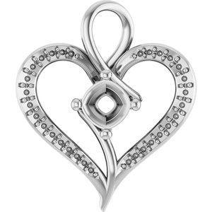 Platinum 5x5 mm Cushion Pendant Mounting – image 2