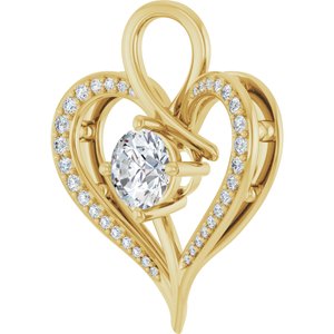 14K Yellow Gold 6.5 mm Round 1/4 CTW Lab-Grown Diamond Semi-Set Pendant – image 3