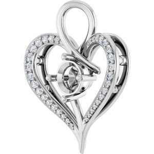Platinum 6.5 mm Round 1/5 CTW Natural Diamond Semi-Set Pendant – image 4
