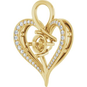 14K Yellow Gold 6.5 mm Round 1/4 CTW Lab-Grown Diamond Semi-Set Pendant – image 4