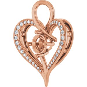 14K Rose Gold 6.5 mm Round 1/4 CTW Lab-Grown Diamond Semi-Set Pendant – image 4