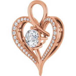 14K Rose Gold 6.5 mm Round 1/4 CTW Lab-Grown Diamond Semi-Set Pendant – image 3
