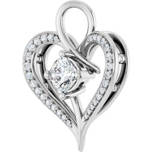 14K White Gold 5x5 mm Cushion Pendant Mounting – image 3