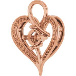 14K Rose Gold 5x5 mm Cushion Pendant Mounting – image 4