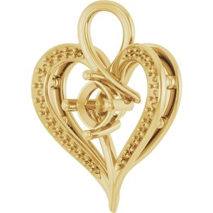 14K Yellow Gold 5x5 mm Cushion Pendant Mounting – image 4