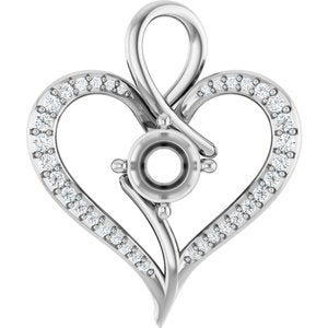 Sterling Silver 6.5 mm Round 1/5 CTW Natural Diamond Semi-Set Pendant – image 2