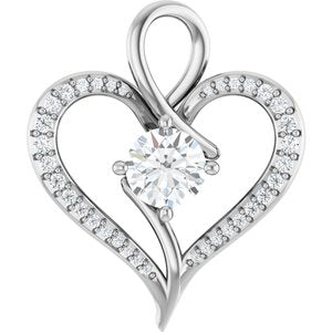 Sterling Silver 6.5 mm Round 1/5 CTW Natural Diamond Semi-Set Pendant