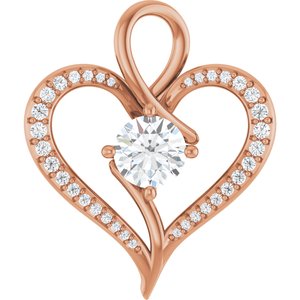 14K Rose Gold 6.5 mm Round 1/5 CTW Natural Diamond Semi-Set Pendant