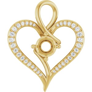 14K Yellow Gold 6.5 mm Round 1/5 CTW Natural Diamond Semi-Set Pendant – image 2