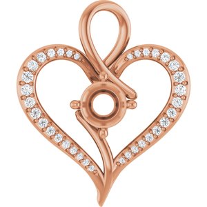 14K Rose Gold 6.5 mm Round 1/4 CTW Lab-Grown Diamond Semi-Set Pendant – image 2
