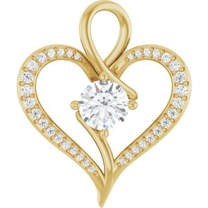 14K Yellow Gold 6.5 mm Round 1/4 CTW Lab-Grown Diamond Semi-Set Pendant