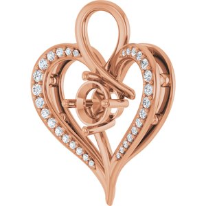 14K Rose Gold 6 mm Round 1/5 CTW Natural Diamond Semi-Set Pendant – image 4