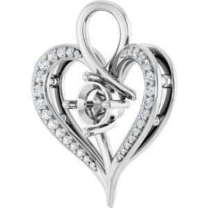 14K White Gold 6 mm Round 1/4 CTW Lab-Grown Diamond Semi-Set Pendant – image 4