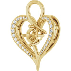 14K Yellow Gold 6 mm Round 1/5 CTW Natural Diamond Semi-Set Pendant – image 4