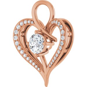 14K Rose Gold 6 mm Round 1/5 CTW Natural Diamond Semi-Set Pendant – image 3